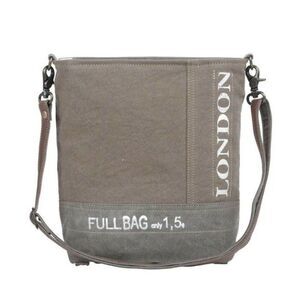 Myra Bag Handmade Bailiwick Shoulder Bag Upcycled Canvas & Cowhide Leath…